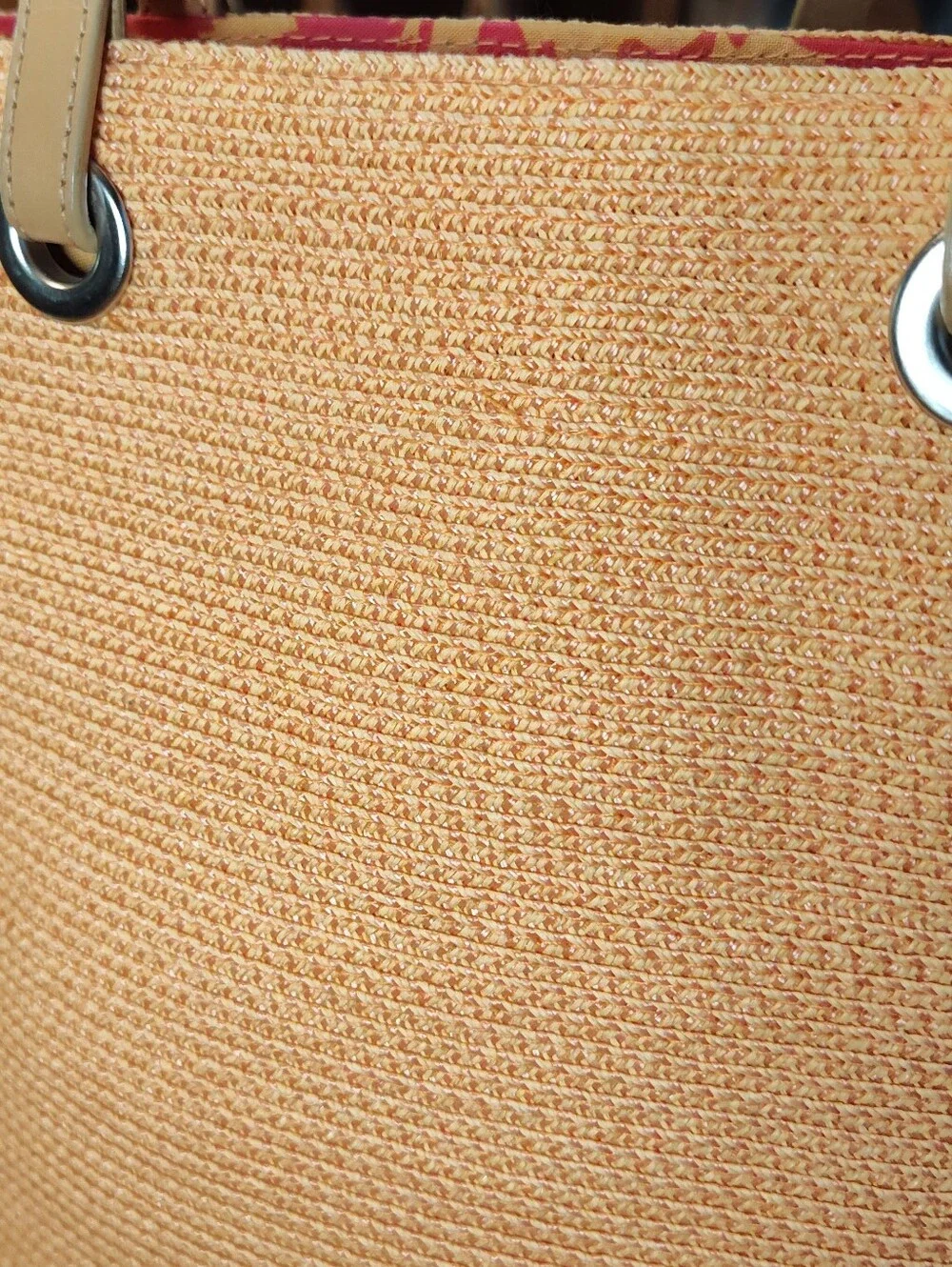 Talbots Woven Straw Tote Bag in a light Coral color. EUC. perfect for fall.